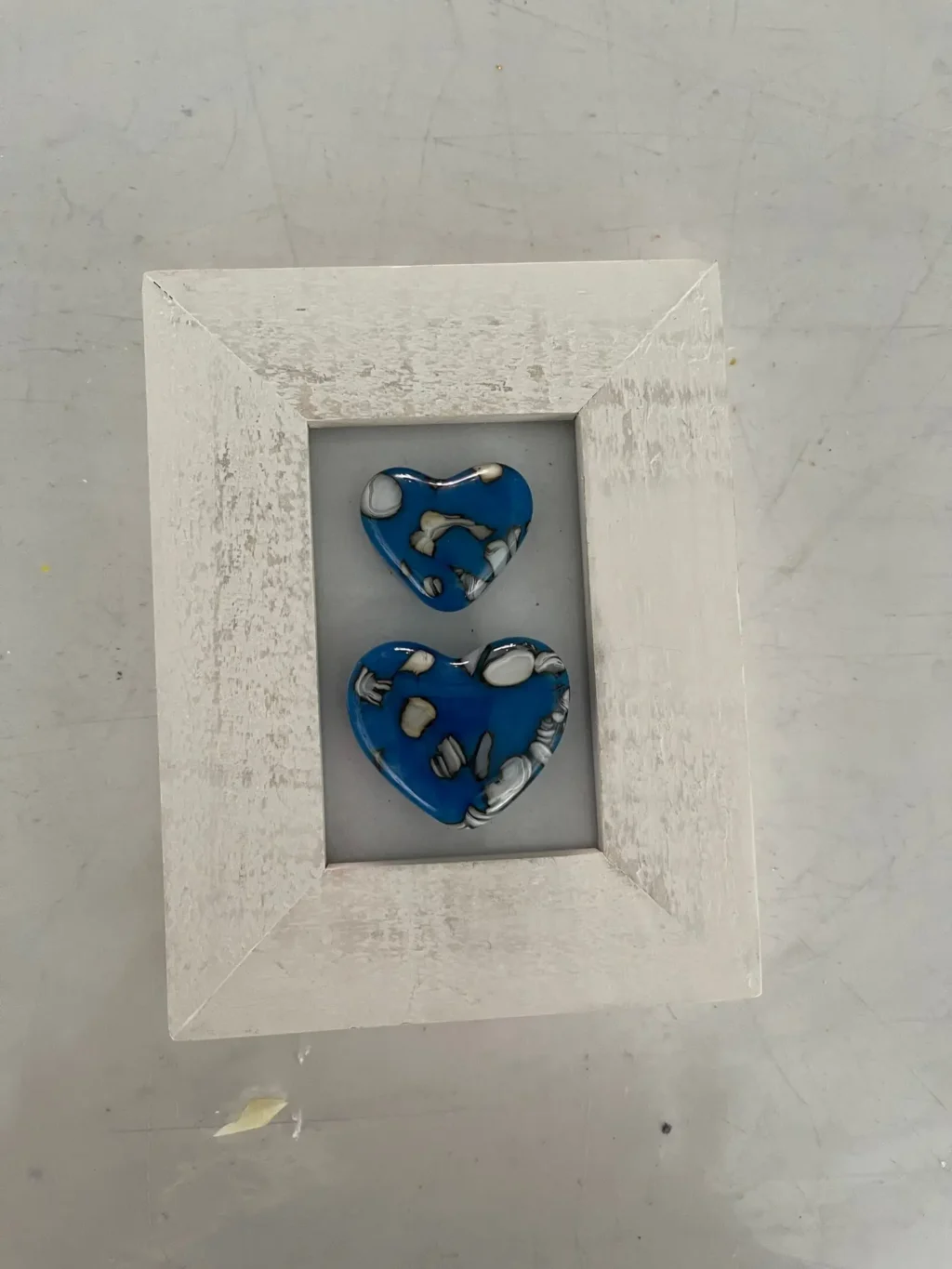 “Sapphire Sentiments” Framed Art 3-1/2″ x 4-1/2″ - Fused Glass