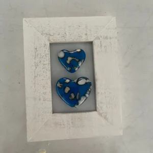 “Sapphire Sentiments” Framed Art 3-1/2″ x 4-1/2″ - Fused Glass