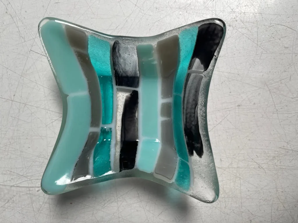 “Arctic Drift” Small Dish 5″ x 5″ - Fused Glass