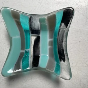 “Arctic Drift” Small Dish 5″ x 5″ - Fused Glass