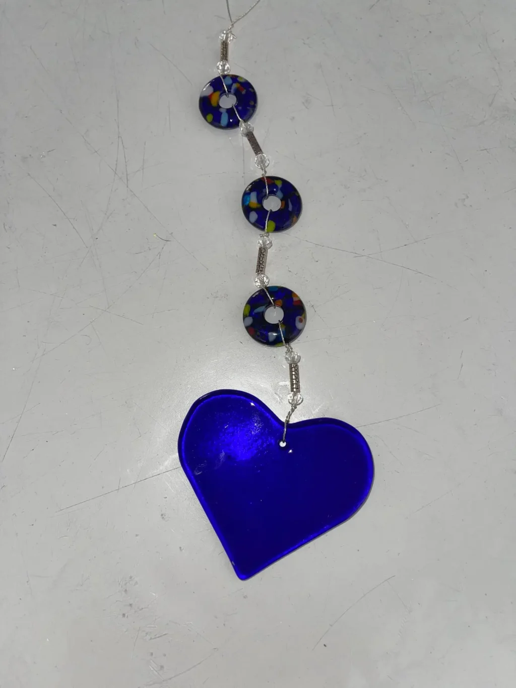 “Cobalt Rhapsody Pendant” – 3″ Wide 11″ Length - Fused Glass