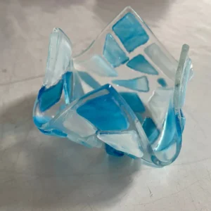 “Ice Floe Luminary” Votive Candle Holder 3″ x 3″ - Fused Glass