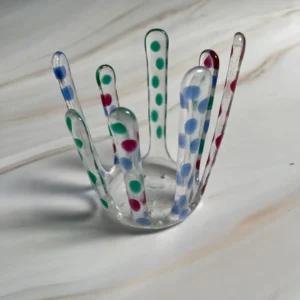 “Polka Fantasia” Candle Holder 4″ x 4″ - Fused Glass