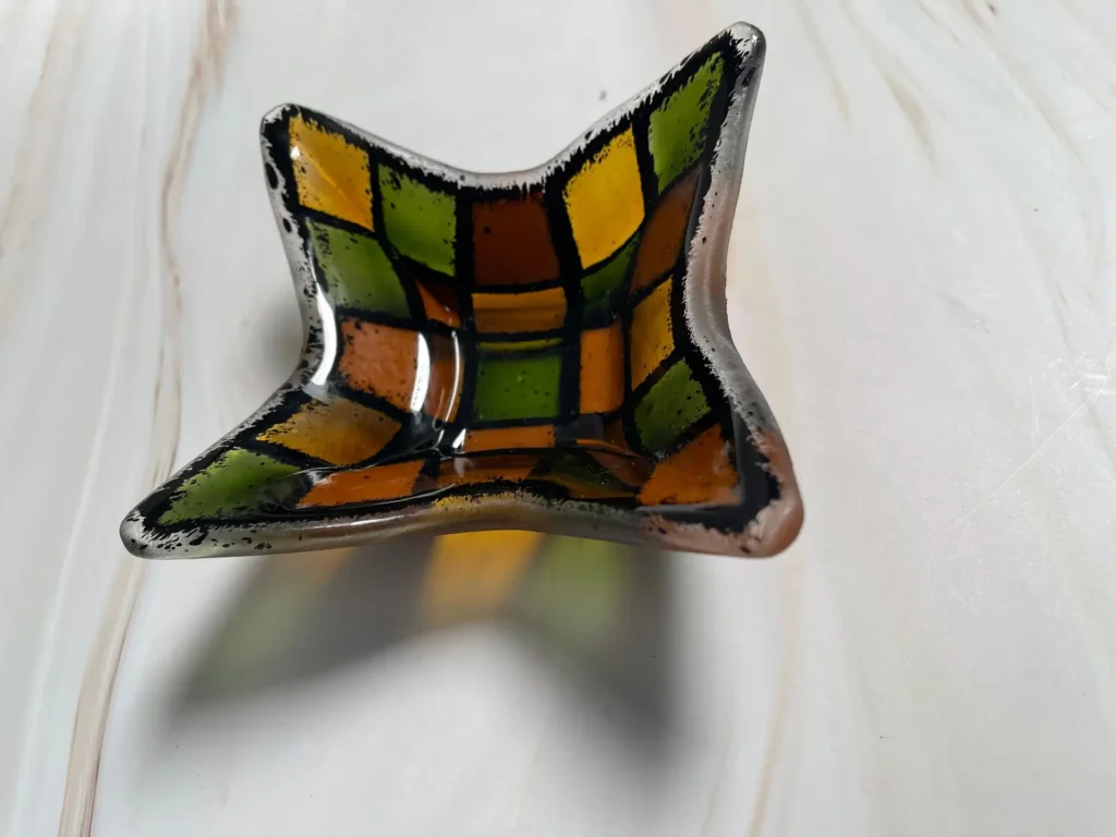 “Sunset Mosaic” Small Dish 6″ x 6″ - Fused Glass