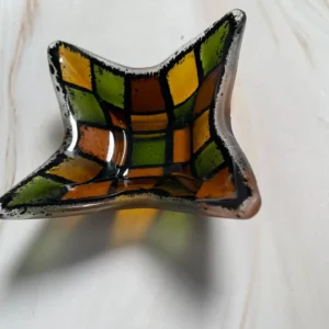 “Sunset Mosaic” Small Dish 6″ x 6″ - Fused Glass