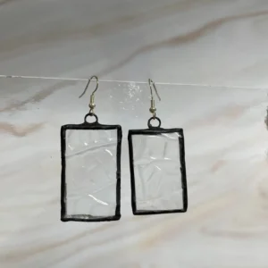 Clear Pebblestone Design Earrings 1 1/2″ - Stained Glass