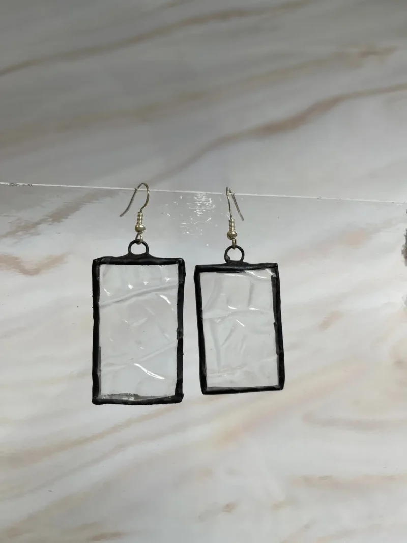Clear Pebblestone Design Earrings 1 1/2″ - Stained Glass