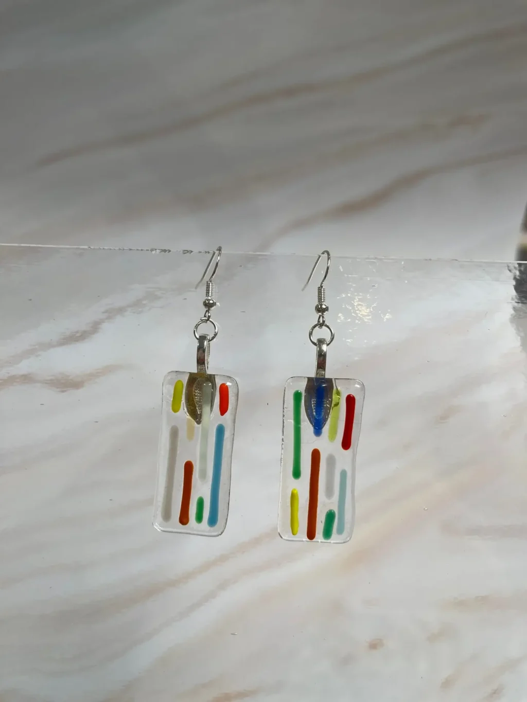 “Vertical Melody” Fused Glass Earring Set - Fused Glass