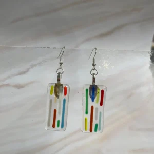 “Vertical Melody” Fused Glass Earring Set - Fused Glass