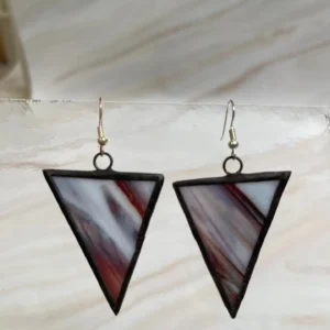 Brown Marble Triangle Earrings 1 3/4″ - Stained Glass