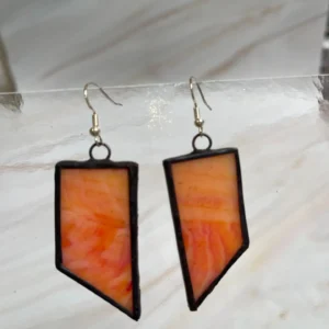 Opaque Orange Earrings 1 3/4″ - Fused Glass