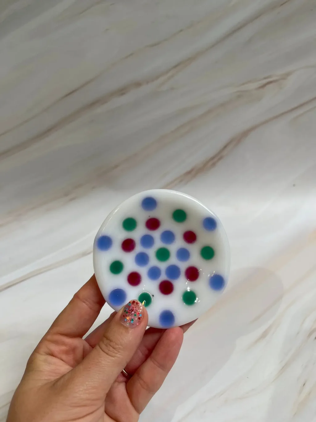 Polka Dot Miniature Dish 3″ x 3″ - Fused Glass