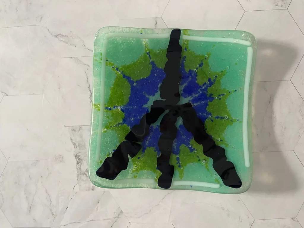 “Zen Garden Dreams” Square Plate 6″ x 6″ - Fused Glass