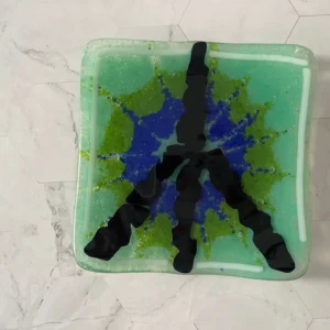 “Zen Garden Dreams” Square Plate 6″ x 6″ - Fused Glass