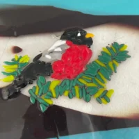 Feathered Friend” 10″ x 10″ Wall Art - Fused Glass