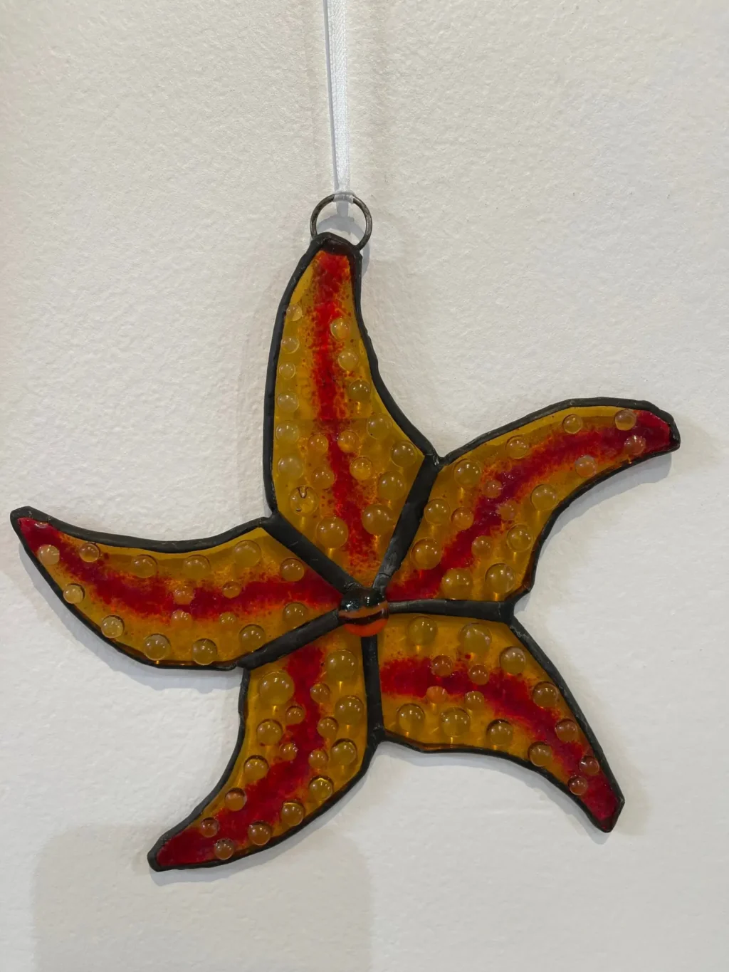 “Amber Starlight” Ornament 6-1/2″ x 6″ - Stained Glass