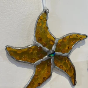 “Golden Autumn Star” Ornament 4″ x 4″ - Stained Glass