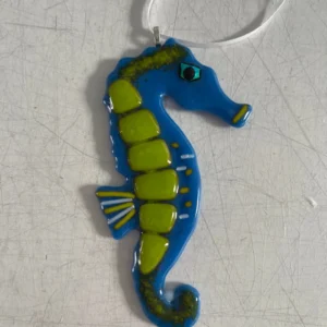 “Whimsy Seahorse” Ornament 2″ x 4″ - Fused Glass