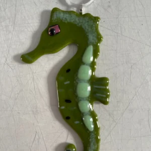 “Meadow Serenade Seahorse” Ornament 2″ x 4″ - Fused Glass