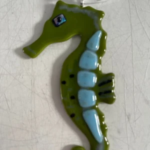 “Sky Reflections Seahorse” Ornament 2″ x 4″ - Fused Glass