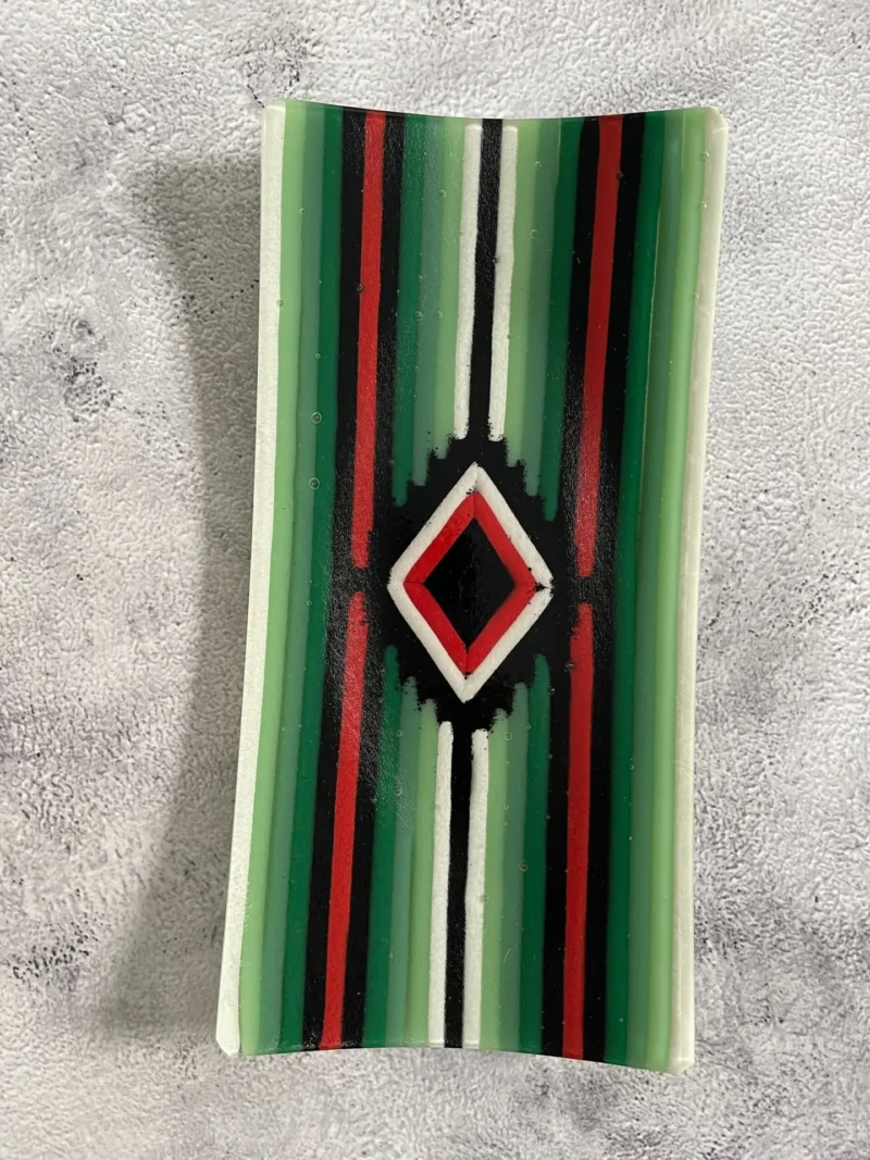“Diamond Echo” Tray 10″ x 5″ - Fused Glass
