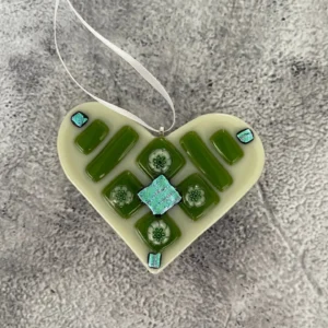 “Spring Harmony” Heart Ornament 3-1/2″ x 3″ - Fused Glass