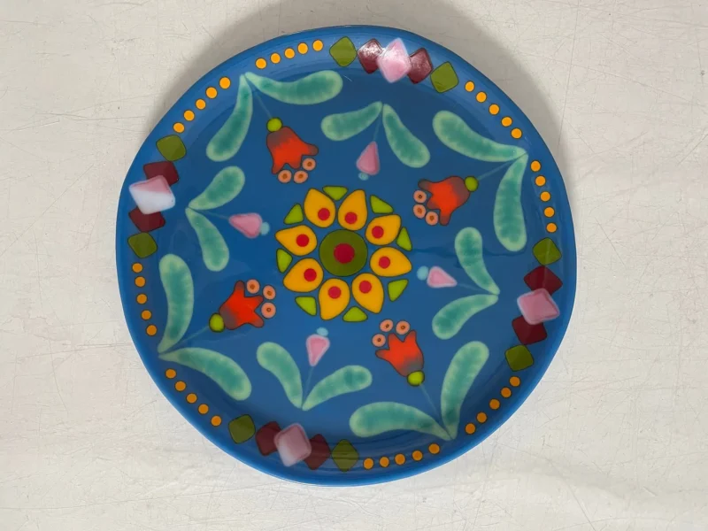 “Garden Fiesta” Platter 13″ Round - Fused Glass