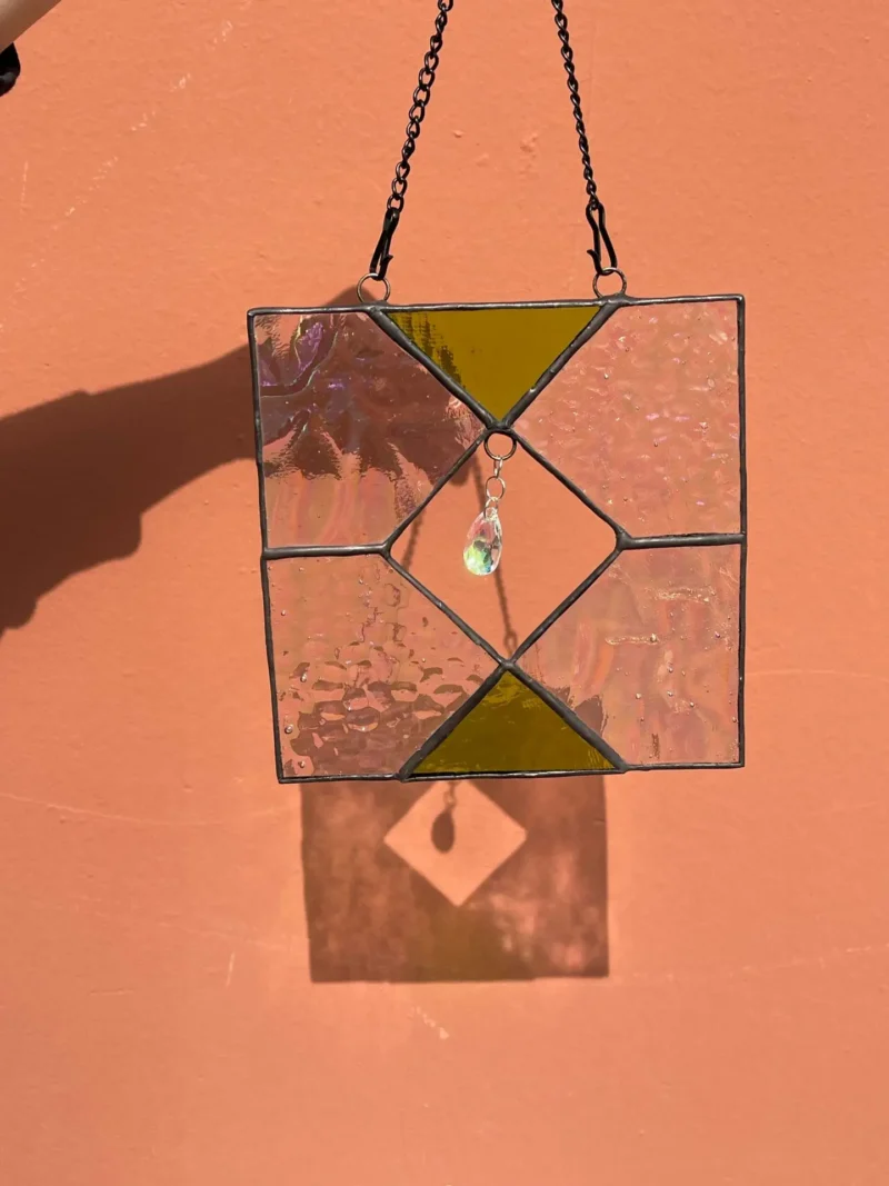 "Vibrant Vista” Stained Glass Light Catcher 5 3/4" x 5 3/4" chain included - Image 2