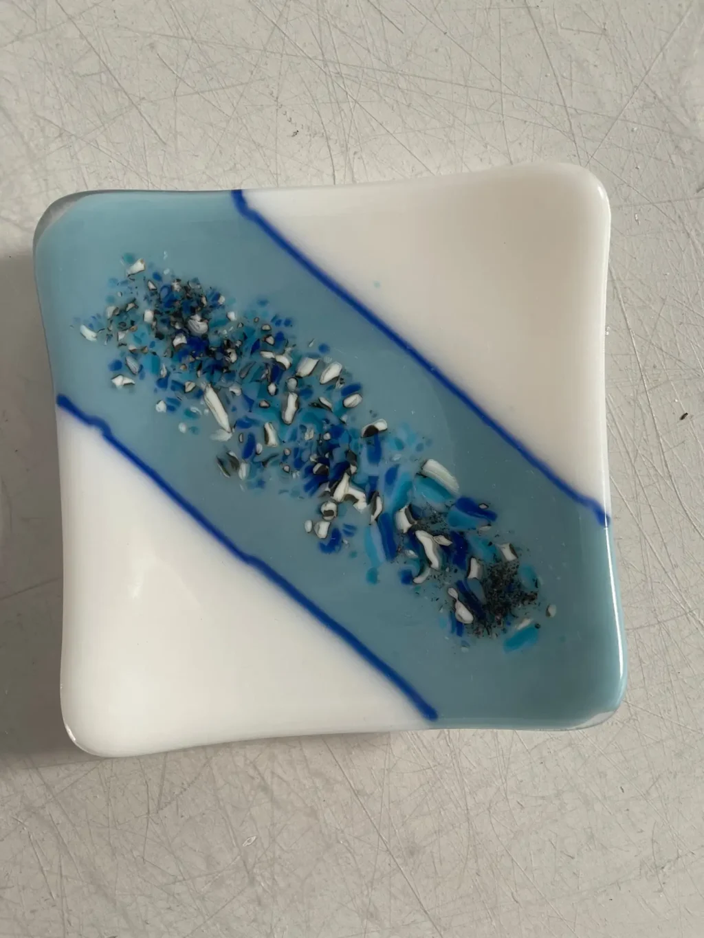 “Riverside Serenity” Small Dish 5″ x 5″ - Fused Glass