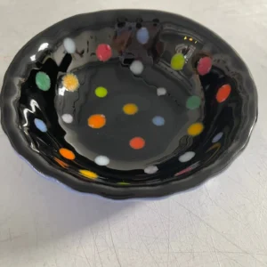 “Polka Dot Parade” Small Bowl 5″ Round - Fused Glass