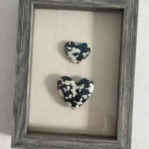 “Ink and Ivory” Framed Hearts 6″ x 8″ - Fused Glass