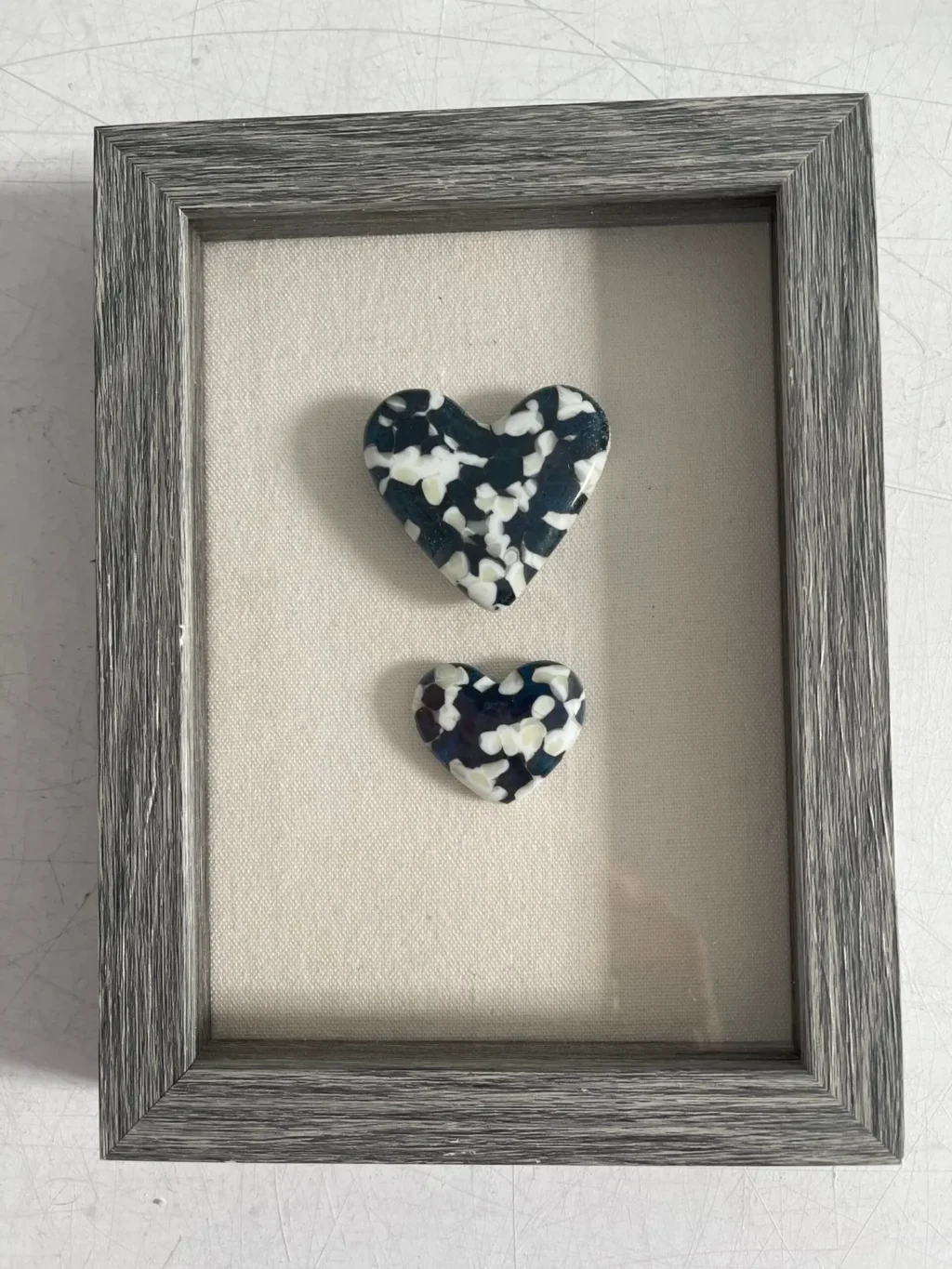 “Eternal Embrace” Framed Hearts 6″ x 8″ - Fused Glass