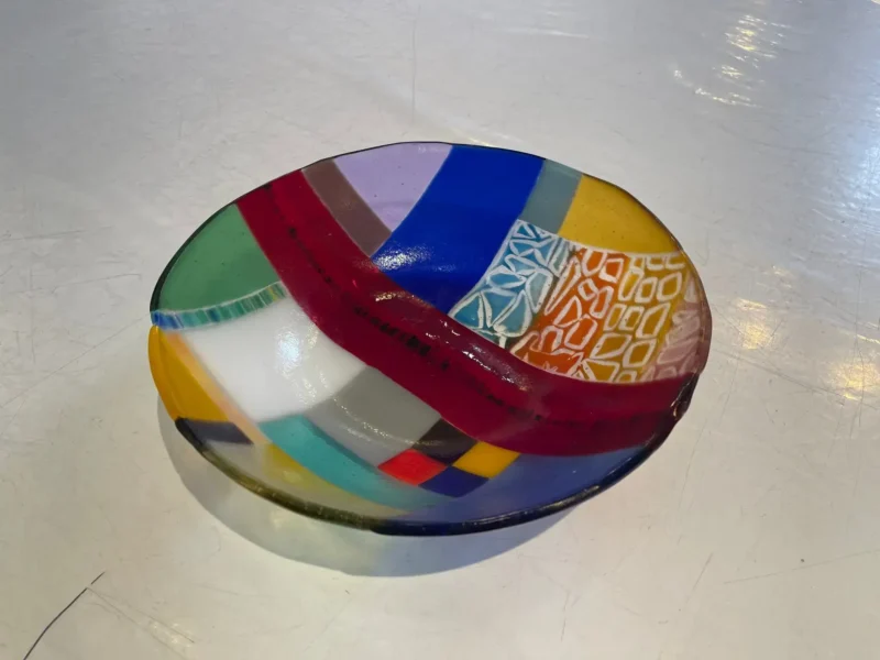 “Bold Patchwork” Bowl 10 1/2 “ - Fused Glass