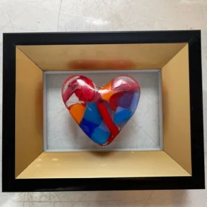 “Harmony in the Heart” Framed Heart 5″ x 4″ - Fused Glass