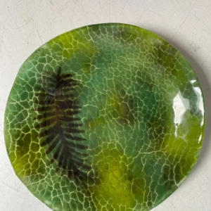 “Verdant Canopy” Round Dish 7-1/2″ - Fused Glass