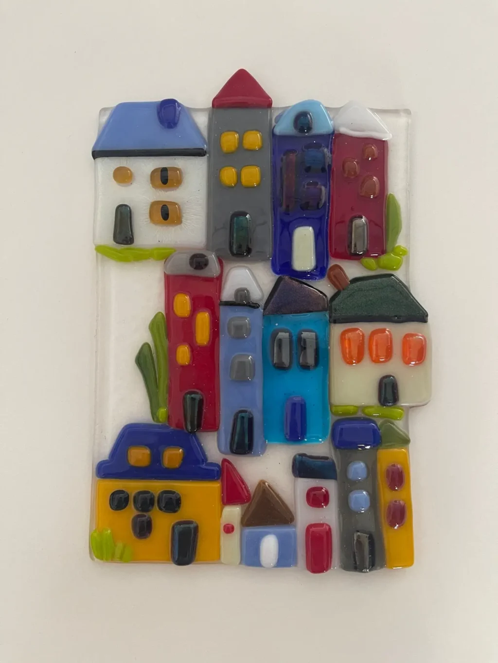 “Village Mosaic” Art Piece 4-1/2″ x 6-1/2″ - Fused Glass