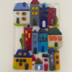 “Village Mosaic” Art Piece 4-1/2″ x 6-1/2″ - Fused Glass