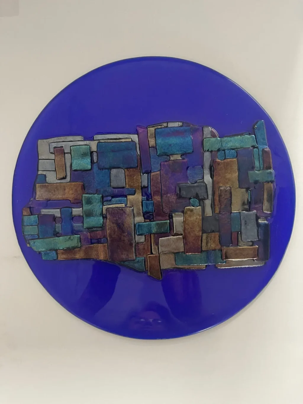 “Urban Mosaic” Table Art 12″ Round - Fused Glass