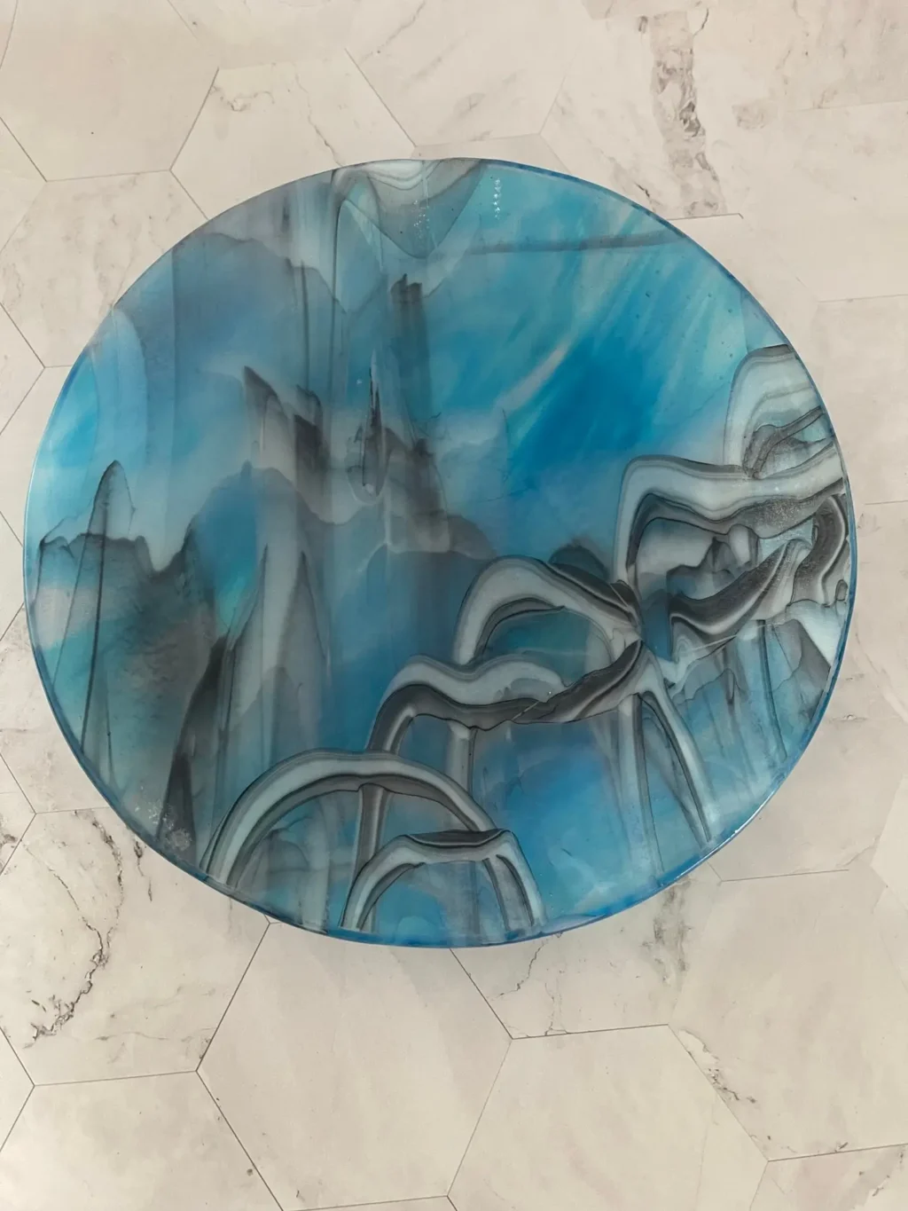 “Mountain Mirage” Bowl 9″ Round - Fused Glass