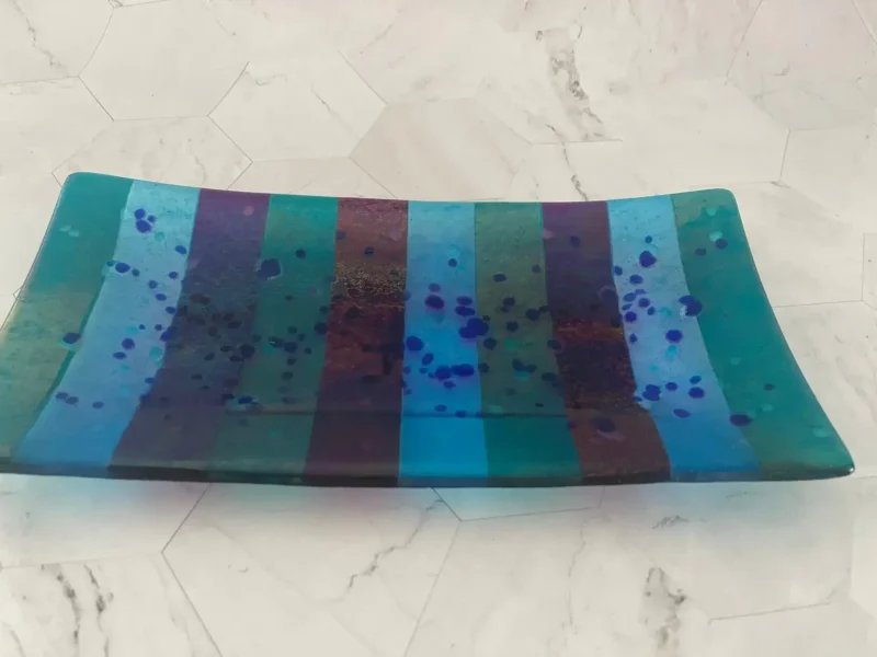 “Celestial Harmony” Tray 5″ x 10″ - Fused Glass