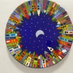 Moonlit Skyline 14 1/2″ Round Tray - Fused Glass