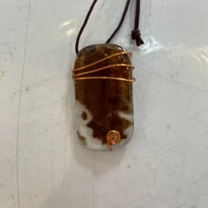 “Earthen Flame” Pendant 1″ x 2″ - Fused Glass