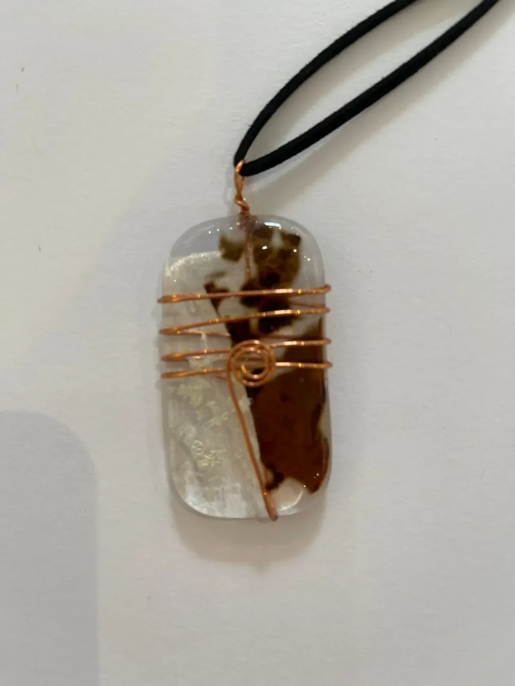 “Bronze Horizon” Pendant 1″ x 2-1/2″ - Fused Glass