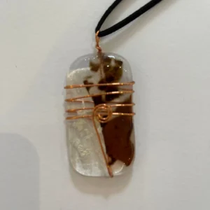 “Bronze Horizon” Pendant 1″ x 2-1/2″ - Fused Glass