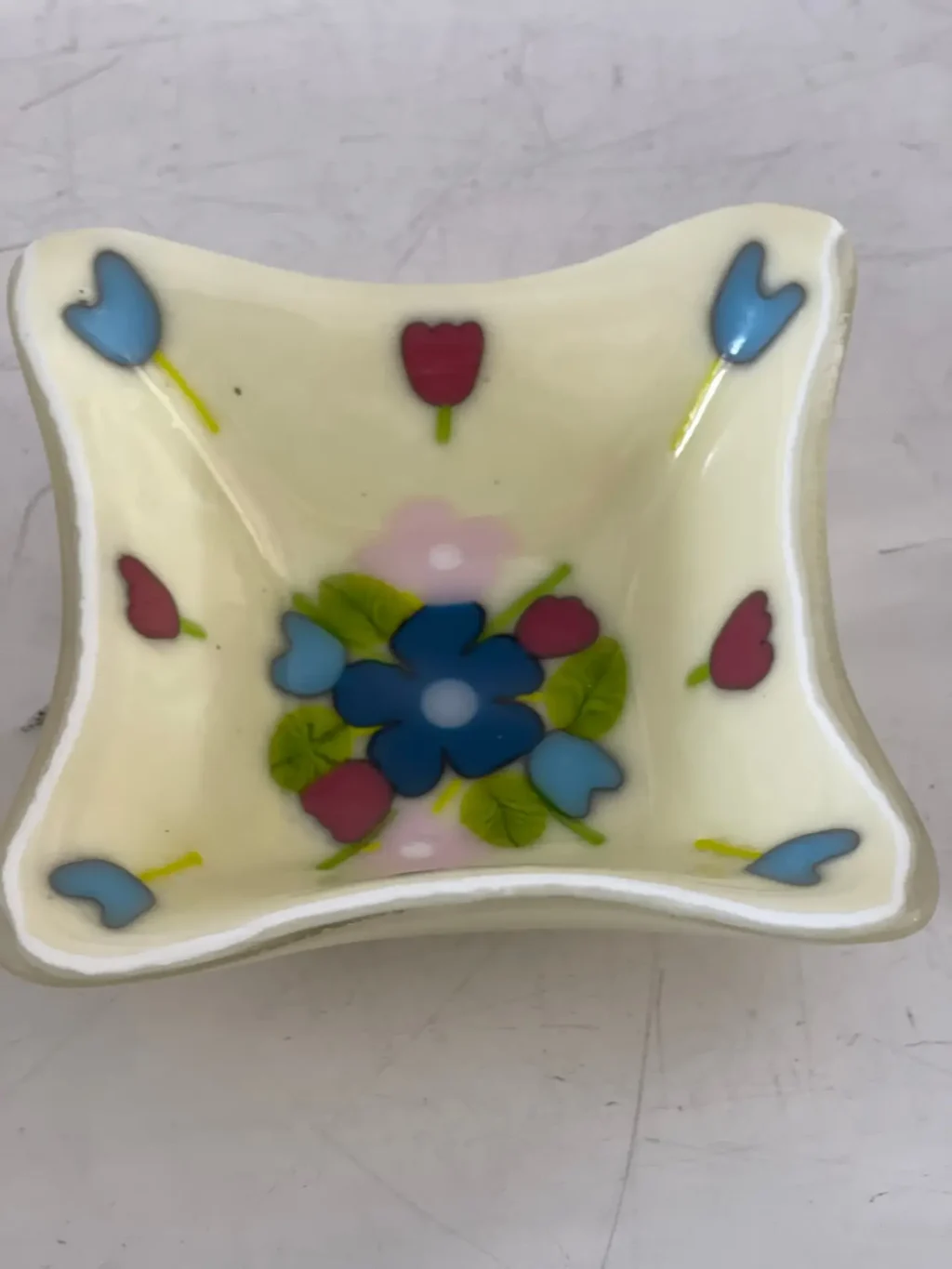 “Tulip Garden” Small Dish 5″ x 5″ - Fused Glass