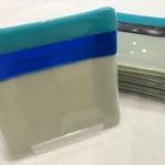 Gray and Turquoise Dish Set - Fused Glass