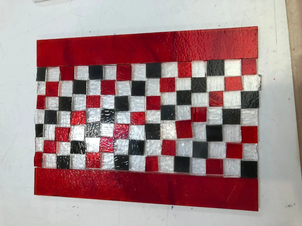 Checkerboard Tray 7″ x 12″ - Fused Glass