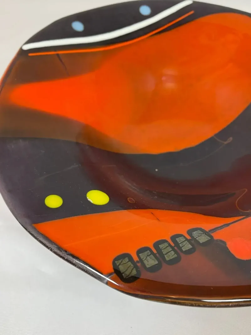 Orange and Deep Purple Bowl 11" Round - Image 6