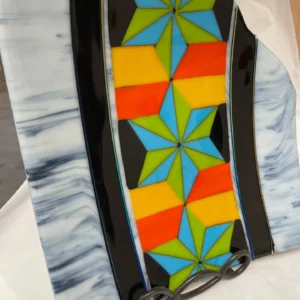 A dramatic Fused Glass Piece – can be hung on the wall, In a Stand, or laying on the table - Fused Glass