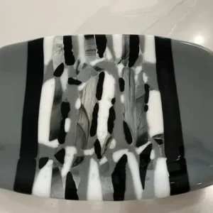 “Inky Elegance” Small Tray 6″ x 9″ - Fused Glass